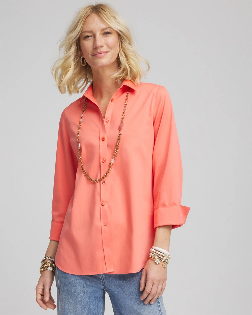 No Iron™ 3/4 Sleeve Stretch Shirt
