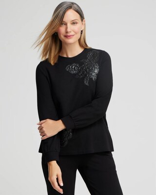Zenergy® French Terry Faux Leather Sweatshirt