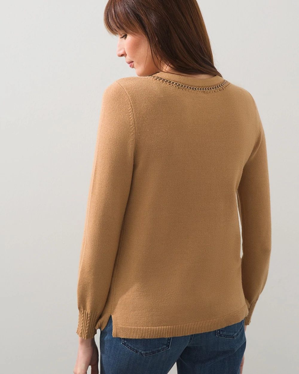 Chain Crew Neck Pullover Sweater