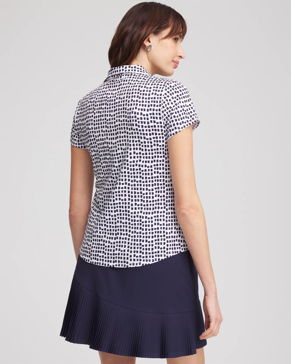 Zenergy® UPF Dots Mockneck Short-Sleeve Top