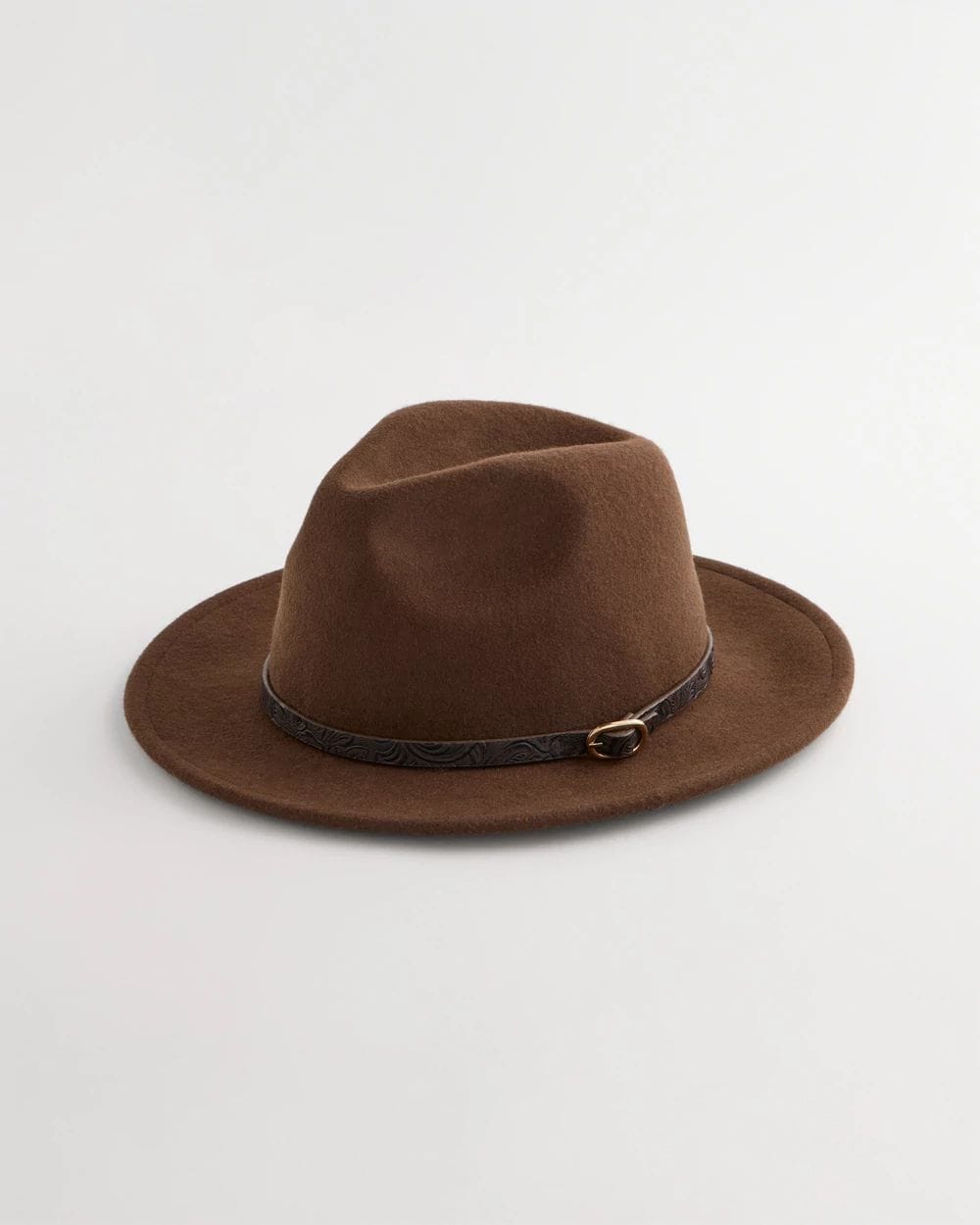 Paisley-Print-Trim Wool Felt Fedora Hat
