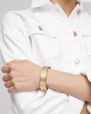 Gold Tone Stretch Watchband Bracelet click to view larger image.