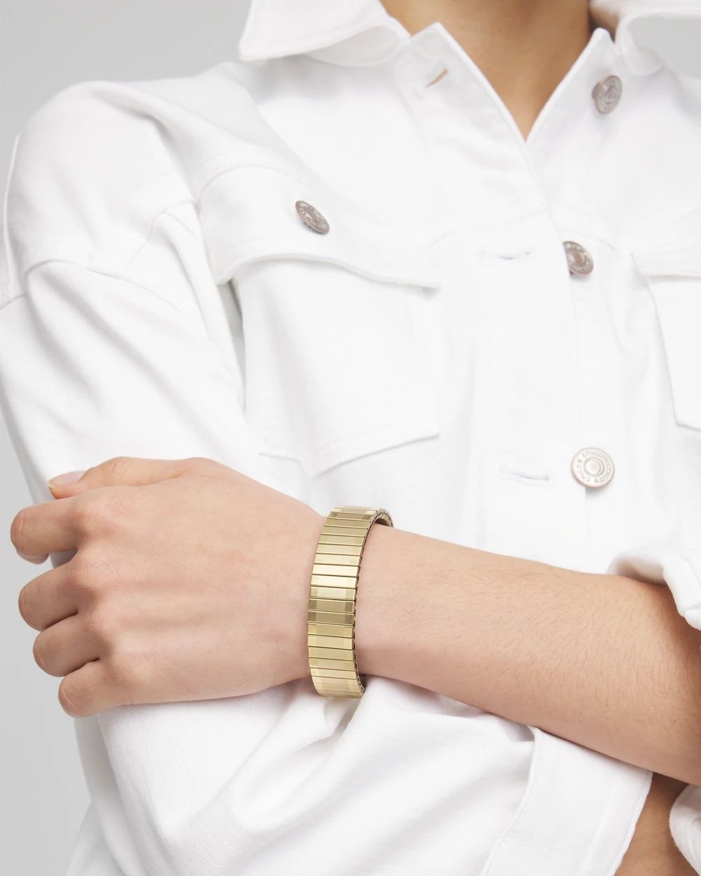 Gold Tone Stretch Watchband Bracelet