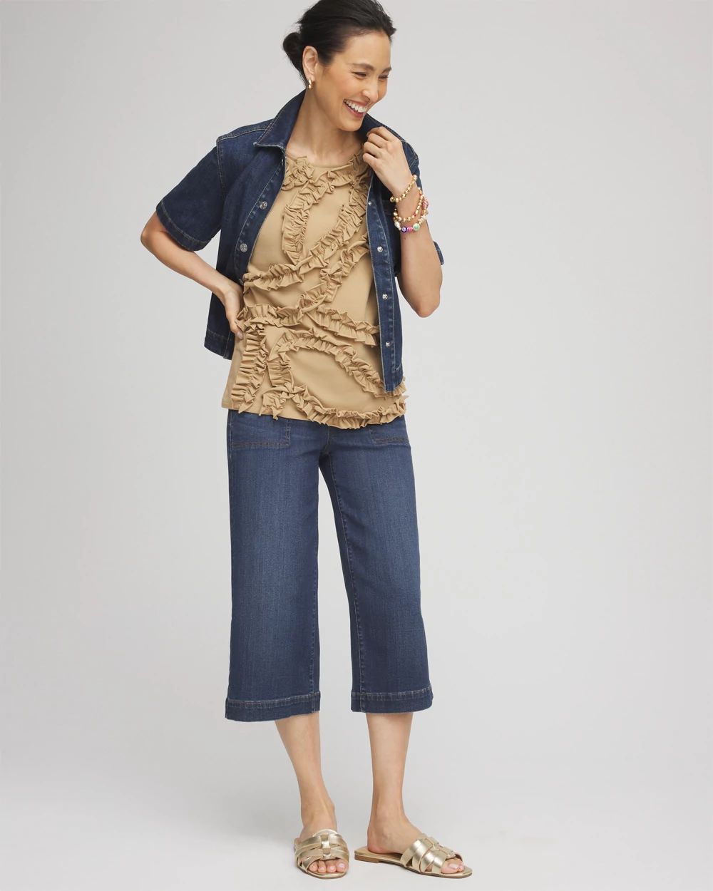 Sleeveless Ruffle-Appliqué Tank Top