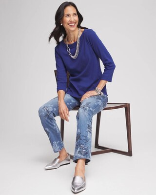 3/4 Sleeve Bateau Neck Tee click to view larger image.