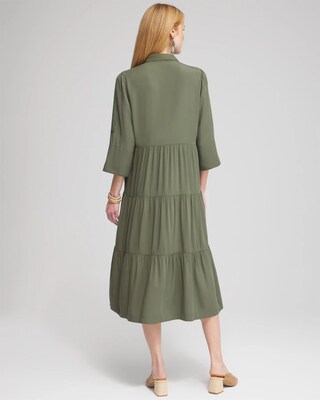 Silk Blend Tiered Midi Dress