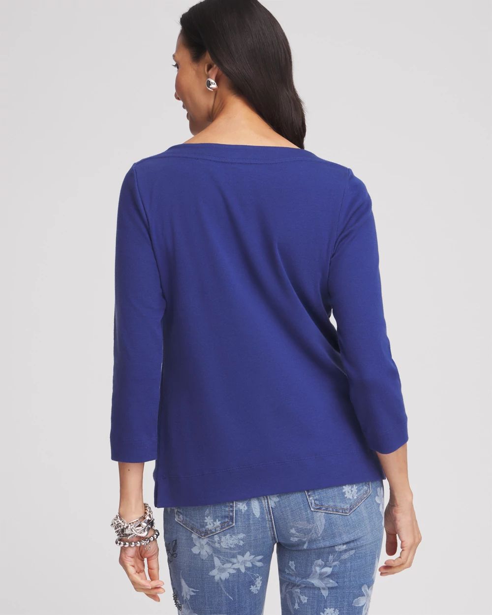 3/4 Sleeve Bateau Neck Tee click to view larger image.