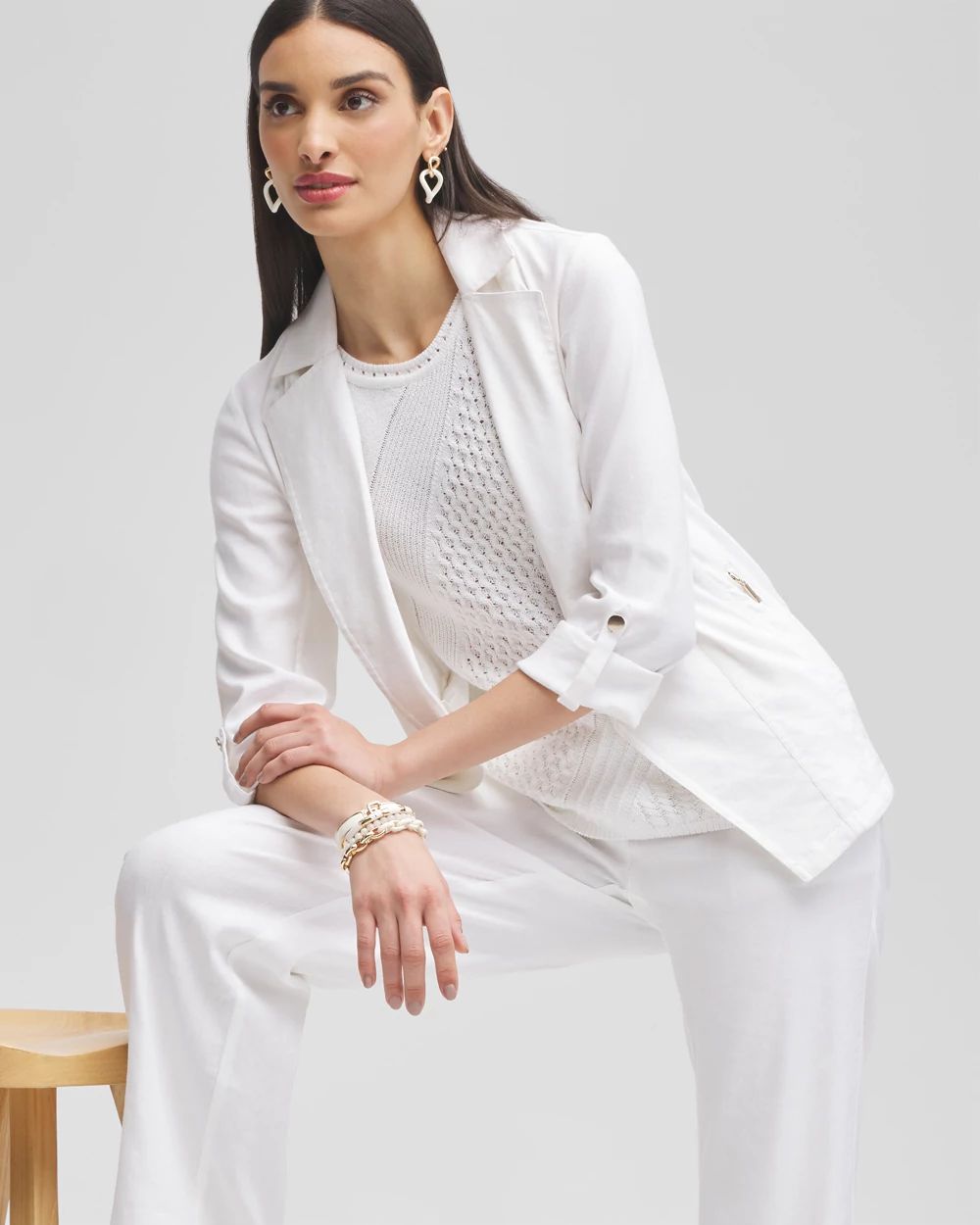 Linen Blend Stretch Blazer click to view larger image.
