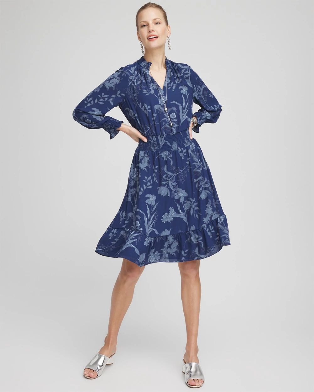 Floral Smocked Waist Ruffle Dress