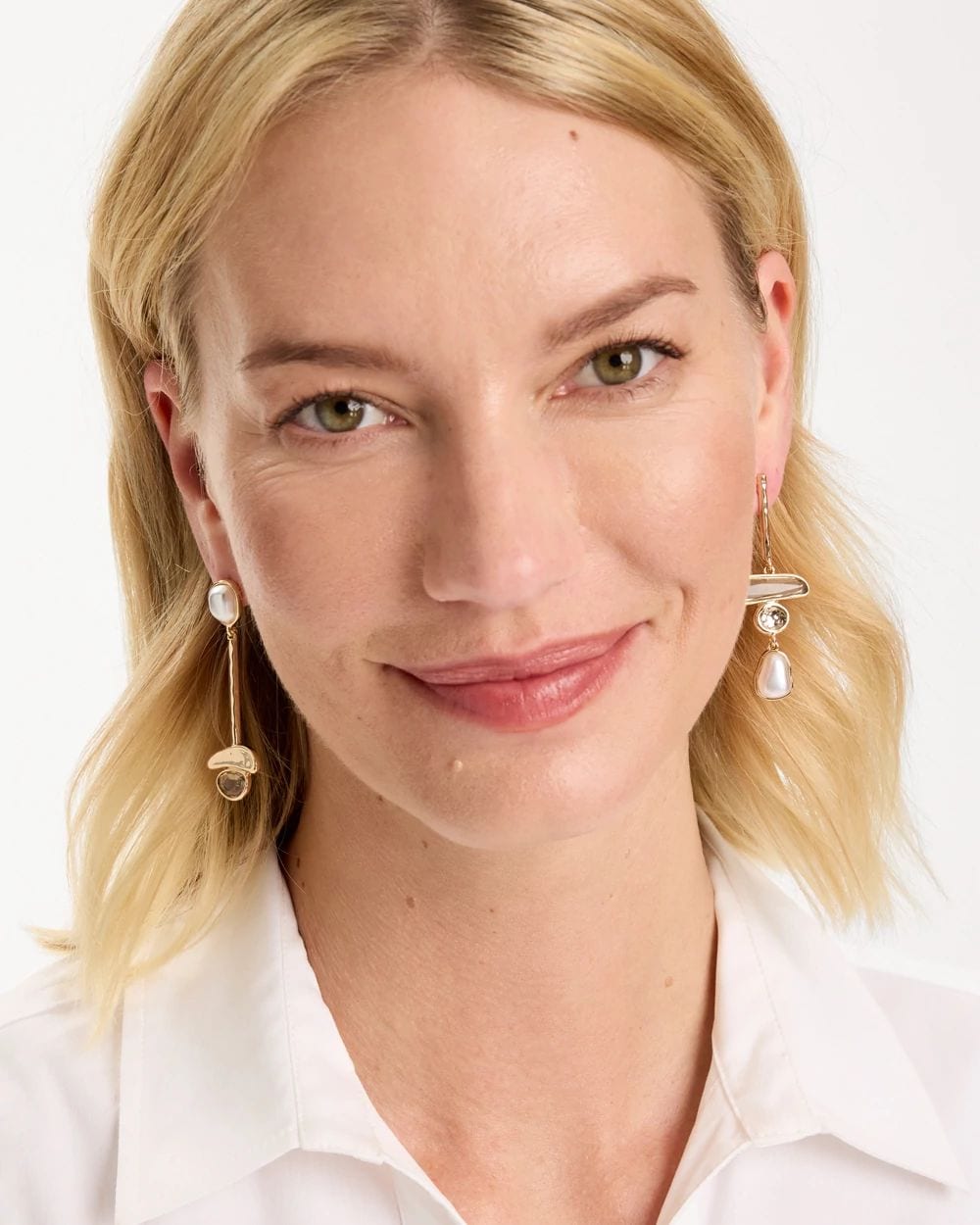 Asymmetrical Pearlescent Linear Earrings