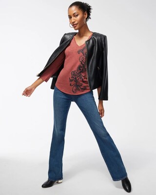 Scroll Print 3/4 Sleeve Romantic Tee
