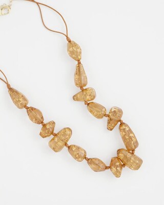 Gold Foil Long Single Strand Necklace click to view larger image.