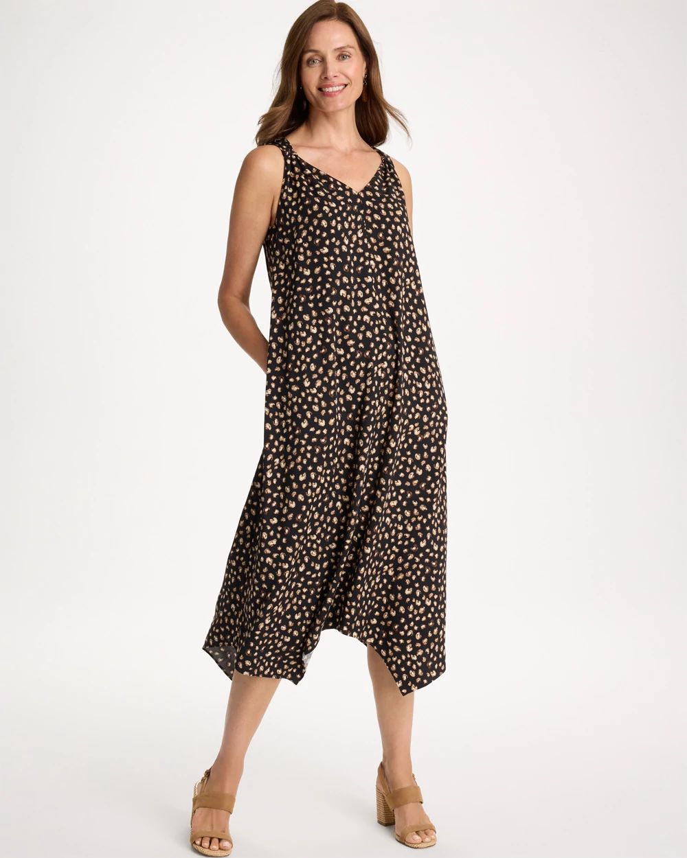 Rayon-Silk Asymmetrical Hem Dress