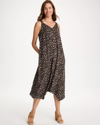 Rayon-Silk Asymmetrical Hem Dress