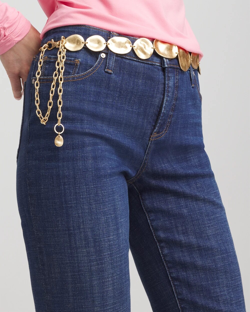 Chico's Gold-Tone Pebbles Chain Belt