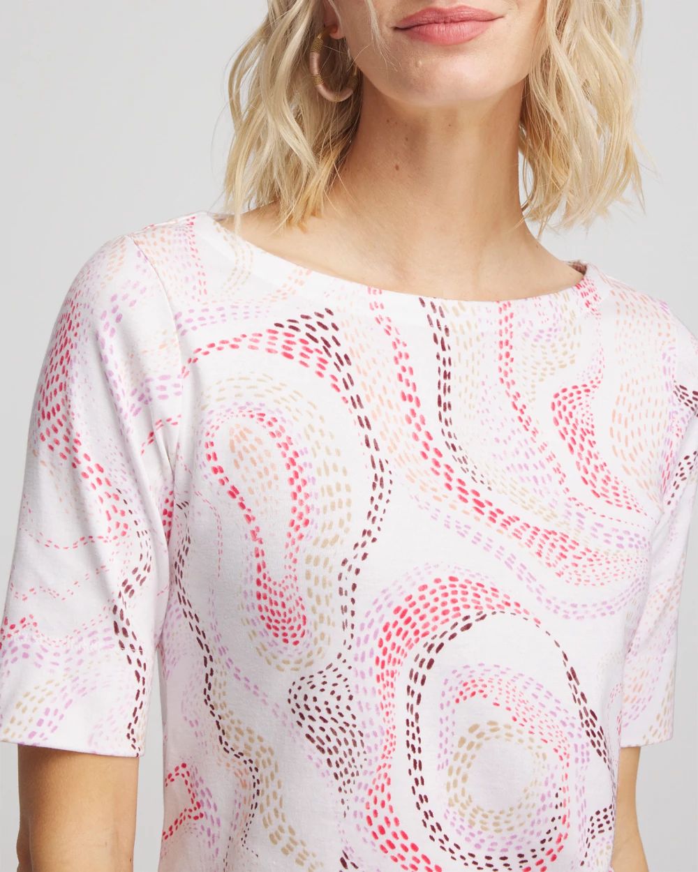 Printed Pima Cotton Bateau-Neck Tee