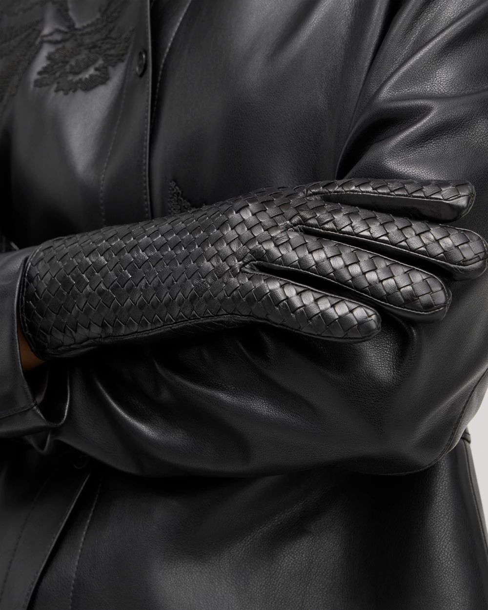 Leather Basketweave Gloves