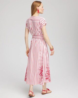 Embroidered Godet Striped Maxi Dress click to view larger image.