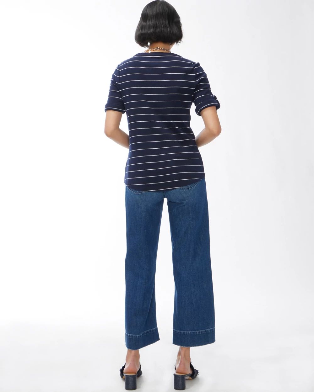 Stripe Cuff Sleeve Everyday Tee