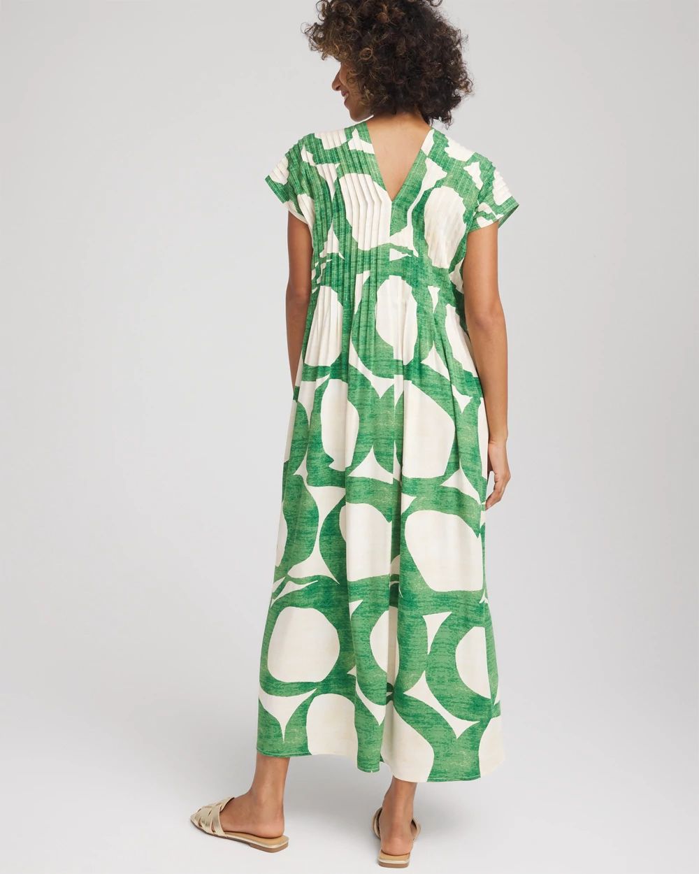 Printed Silk-Twill Popover Midi Dress
