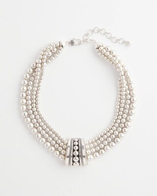 Layered Silvertone Bib Necklace