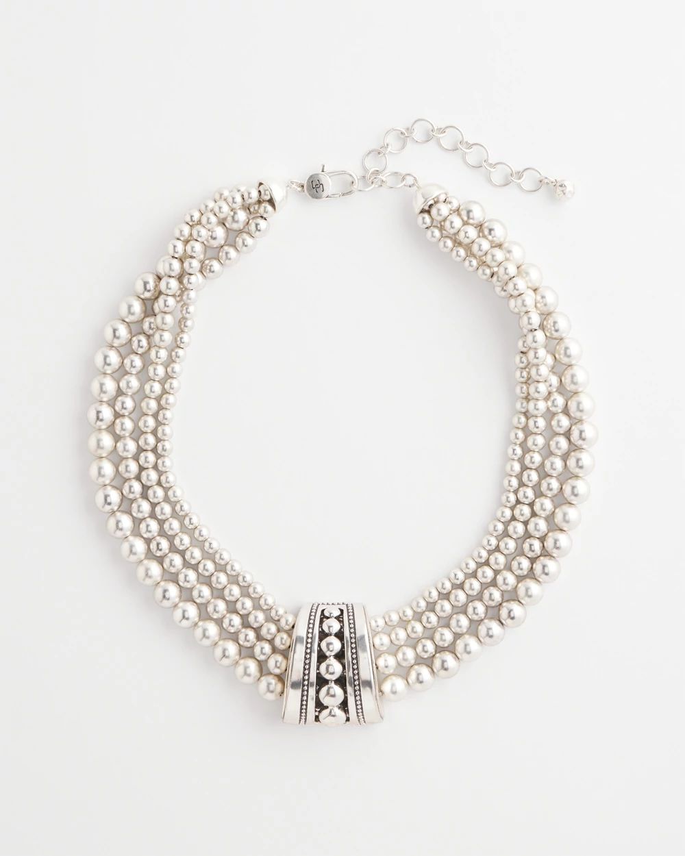 Layered Silvertone Bib Necklace