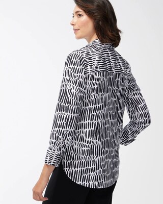 No Iron Stretch Black Animal Print Shirt