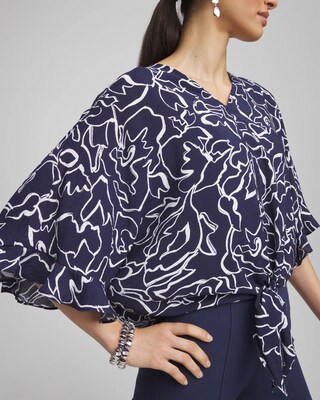 Ecovero™ Tie-Front Frill Sleeve Blouse click to view larger image.