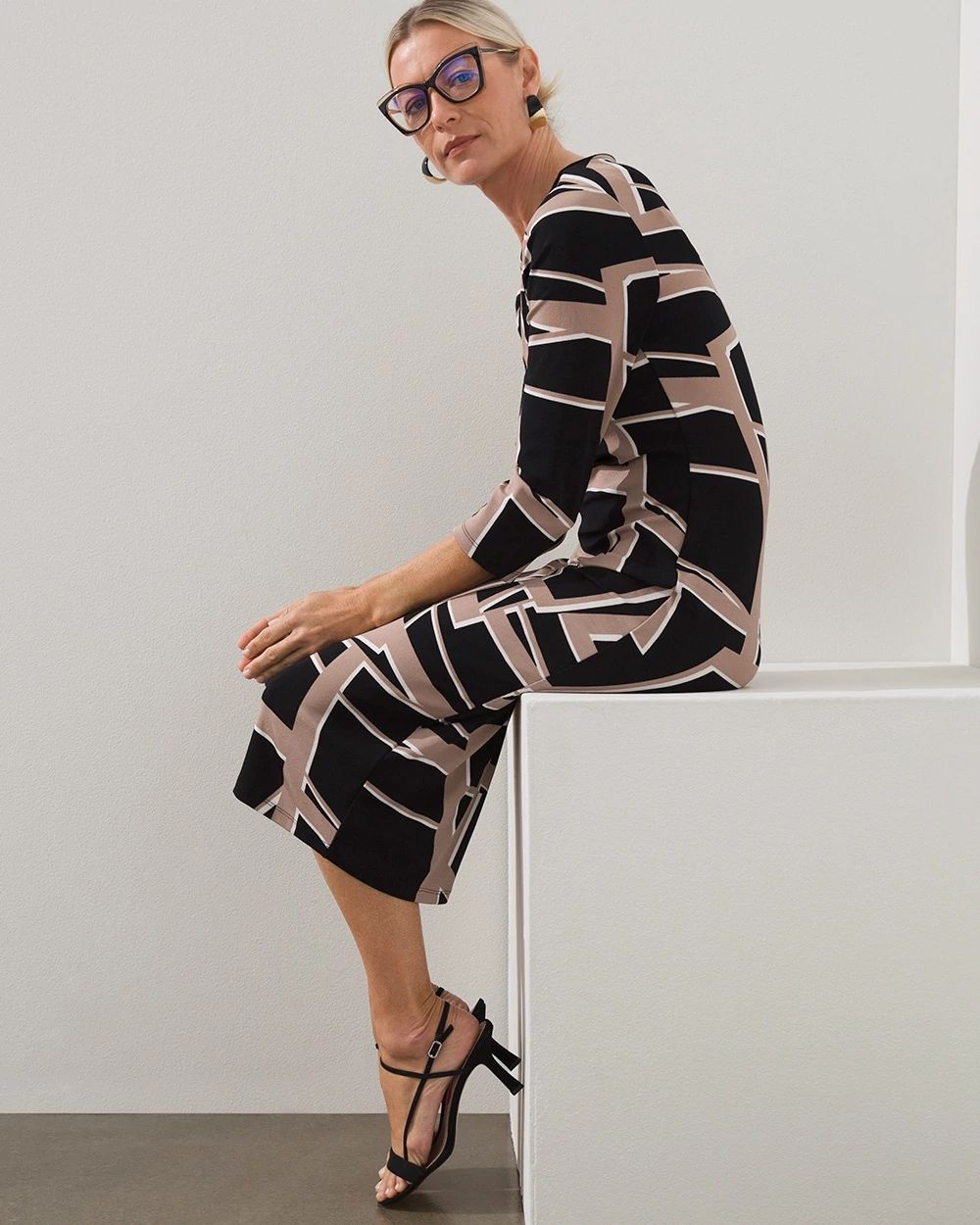 Travelers Abstract Print Classic Dress