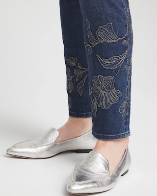Floral Embroidered Pull-On Ankle Jeggings click to view larger image.