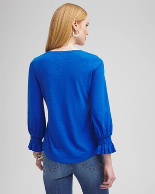 Smocked 3/4 Sleeve Tee click to view larger image.