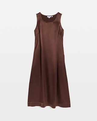 Faux Satin Sleeveless Dress click to view larger image.