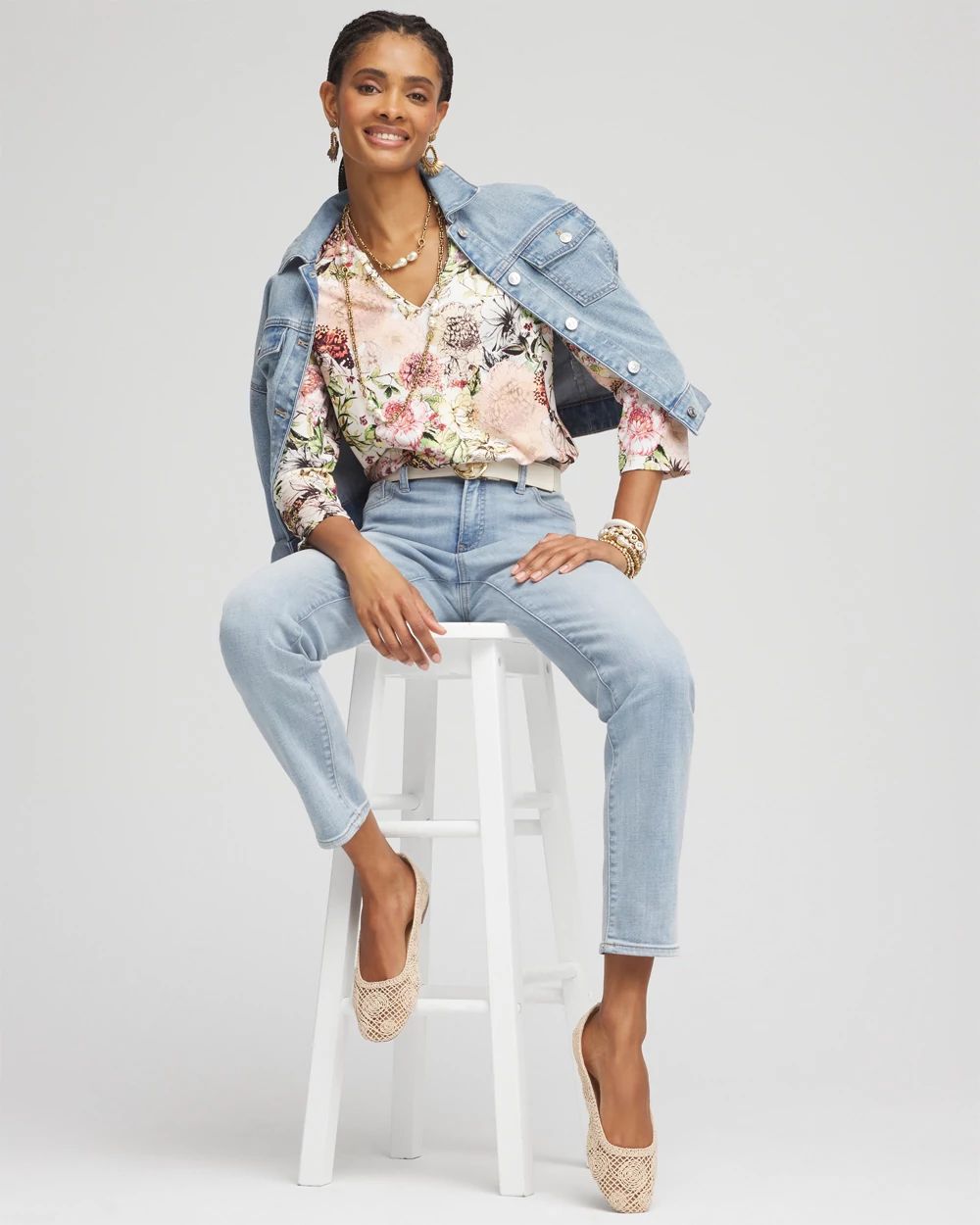 Touch of Cool™ Floral 3/4 Sleeve Tee