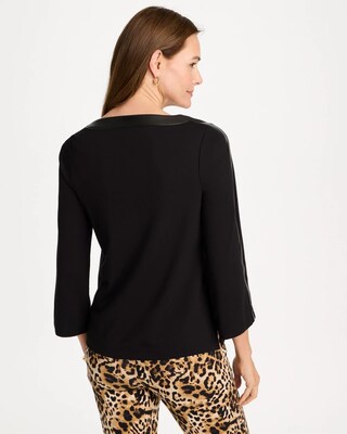 Ponte Knit Faux Leather-Trim Top click to view larger image.