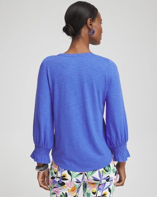 Smocked 3/4 Sleeve Tee