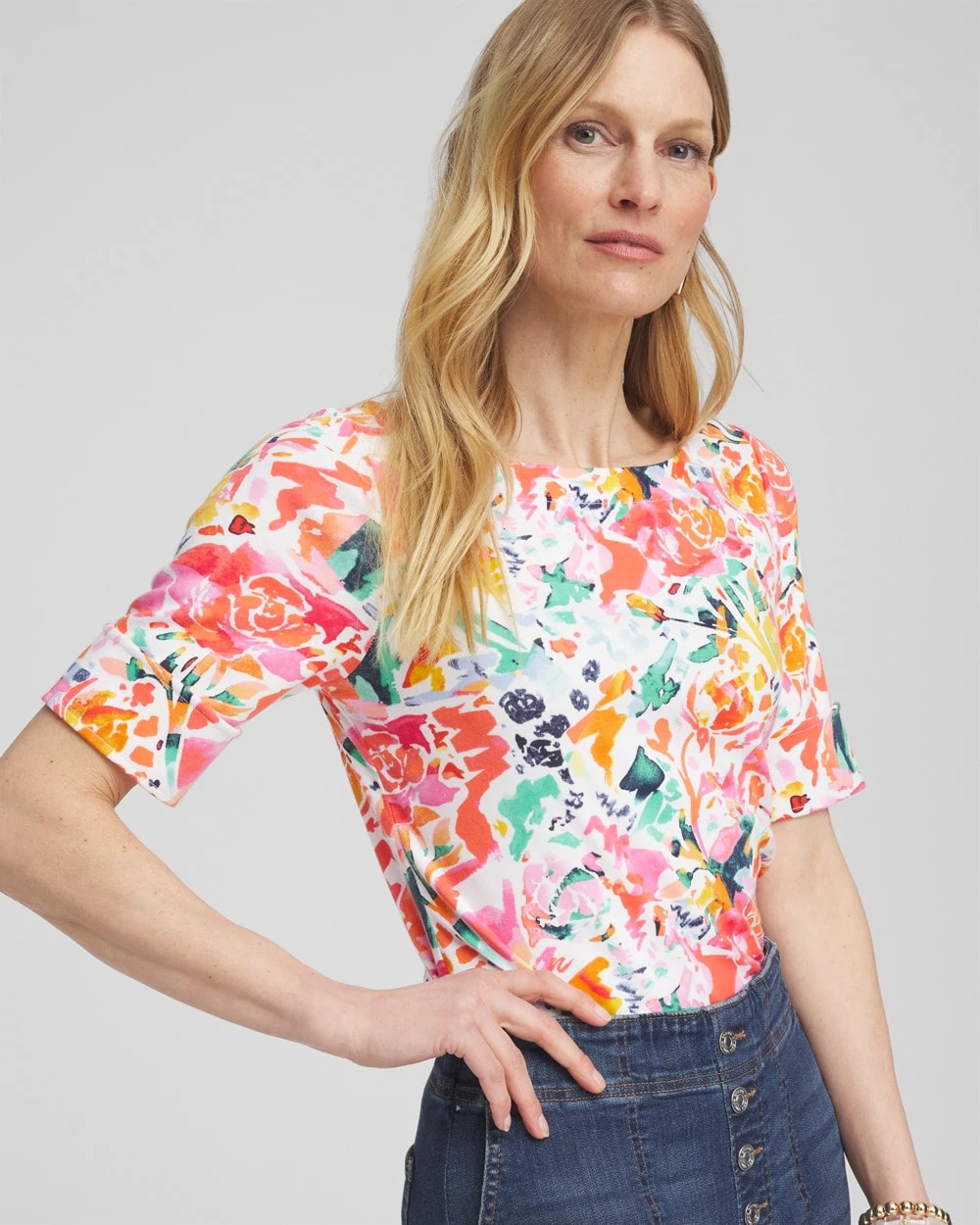 Abstract Bateau Neck Tee