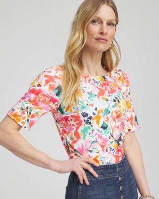 Abstract Bateau Neck Tee
