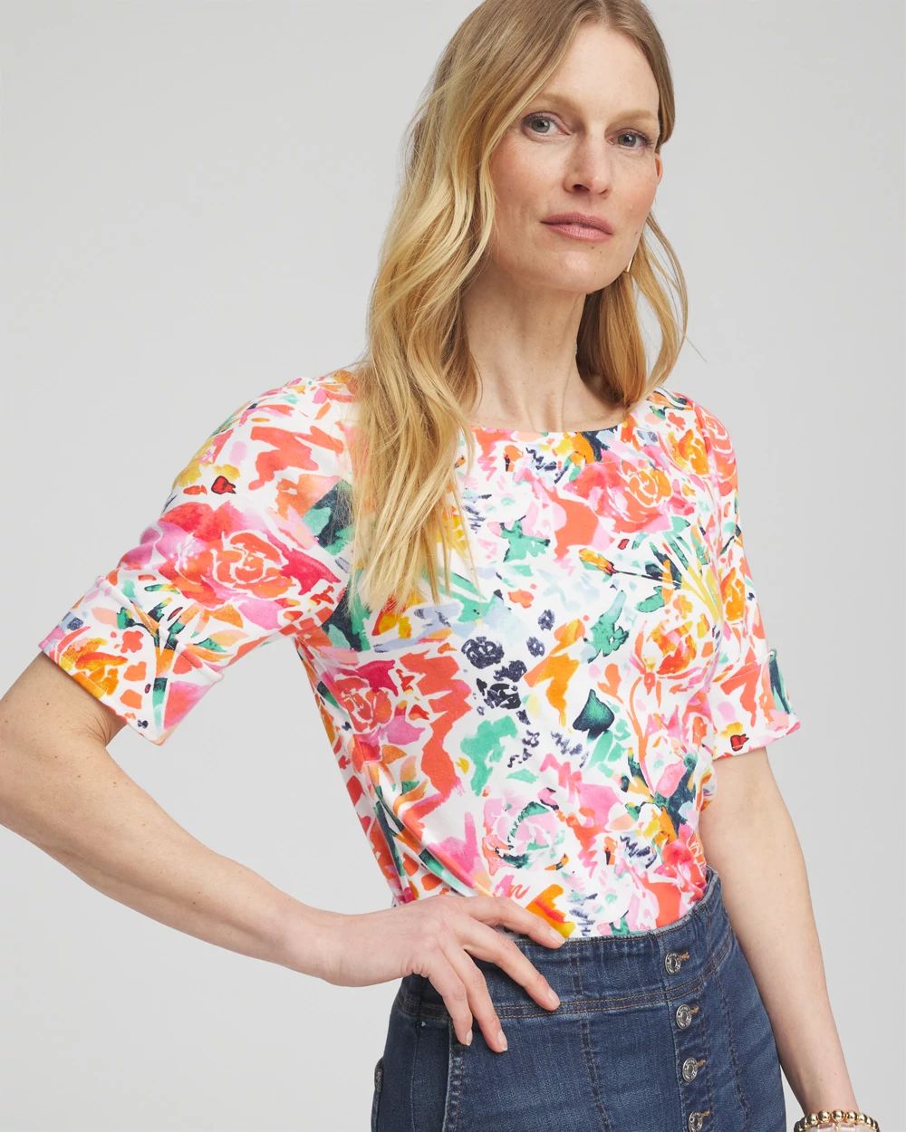 Abstract Bateau Neck Tee