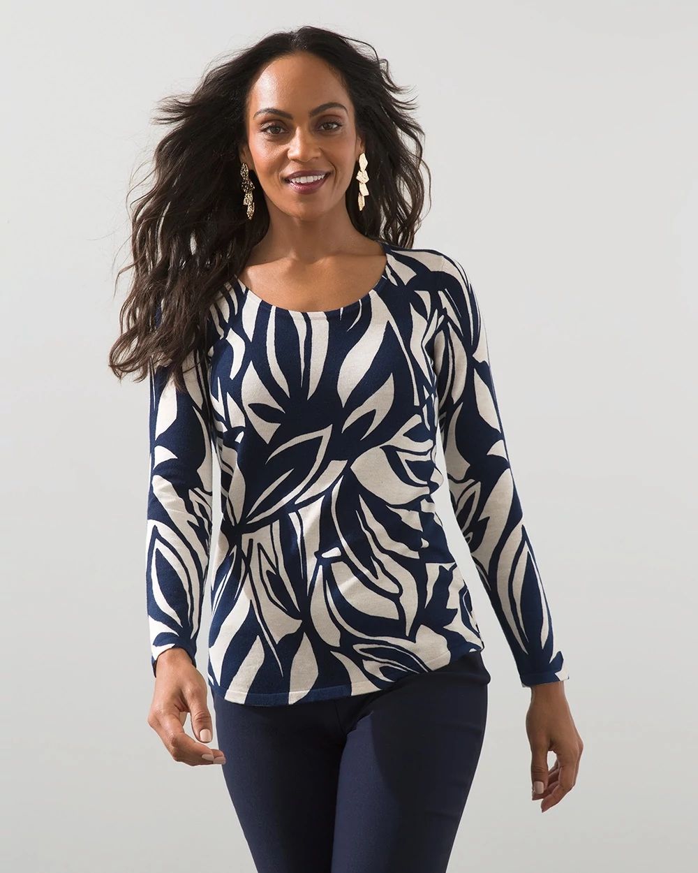Spun Rayon Petal Print Sweater