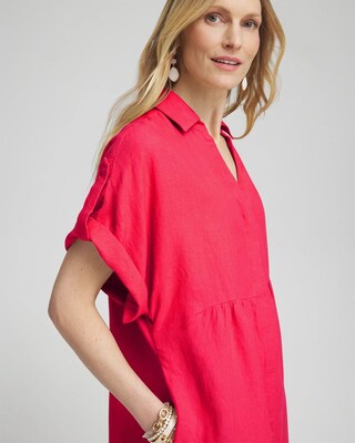 Linen Roll Tab Dolman Midi Dress