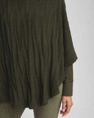 Boat Neck Cuffed Sweater Poncho click to view larger image.
