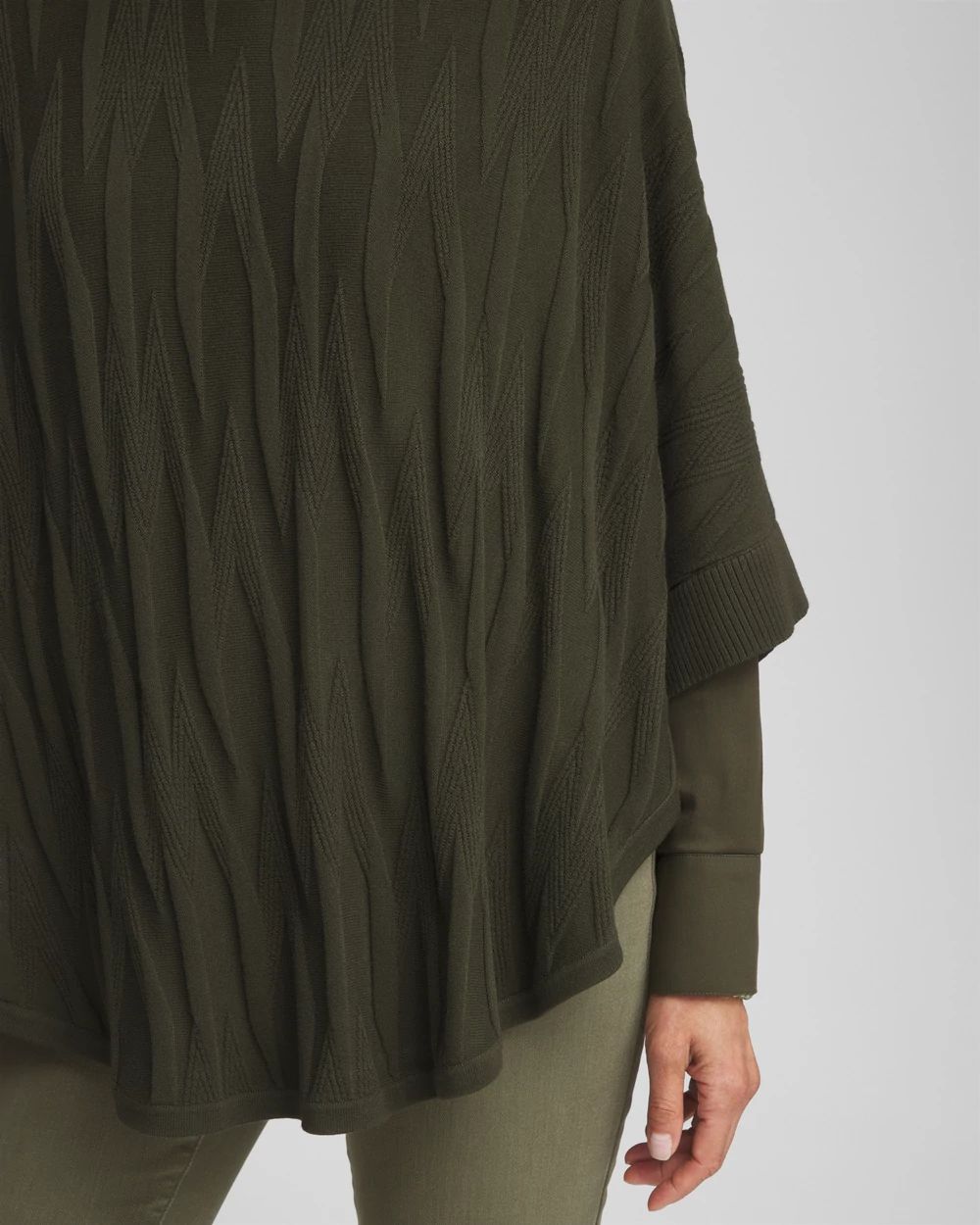 Boat Neck Cuffed Sweater Poncho