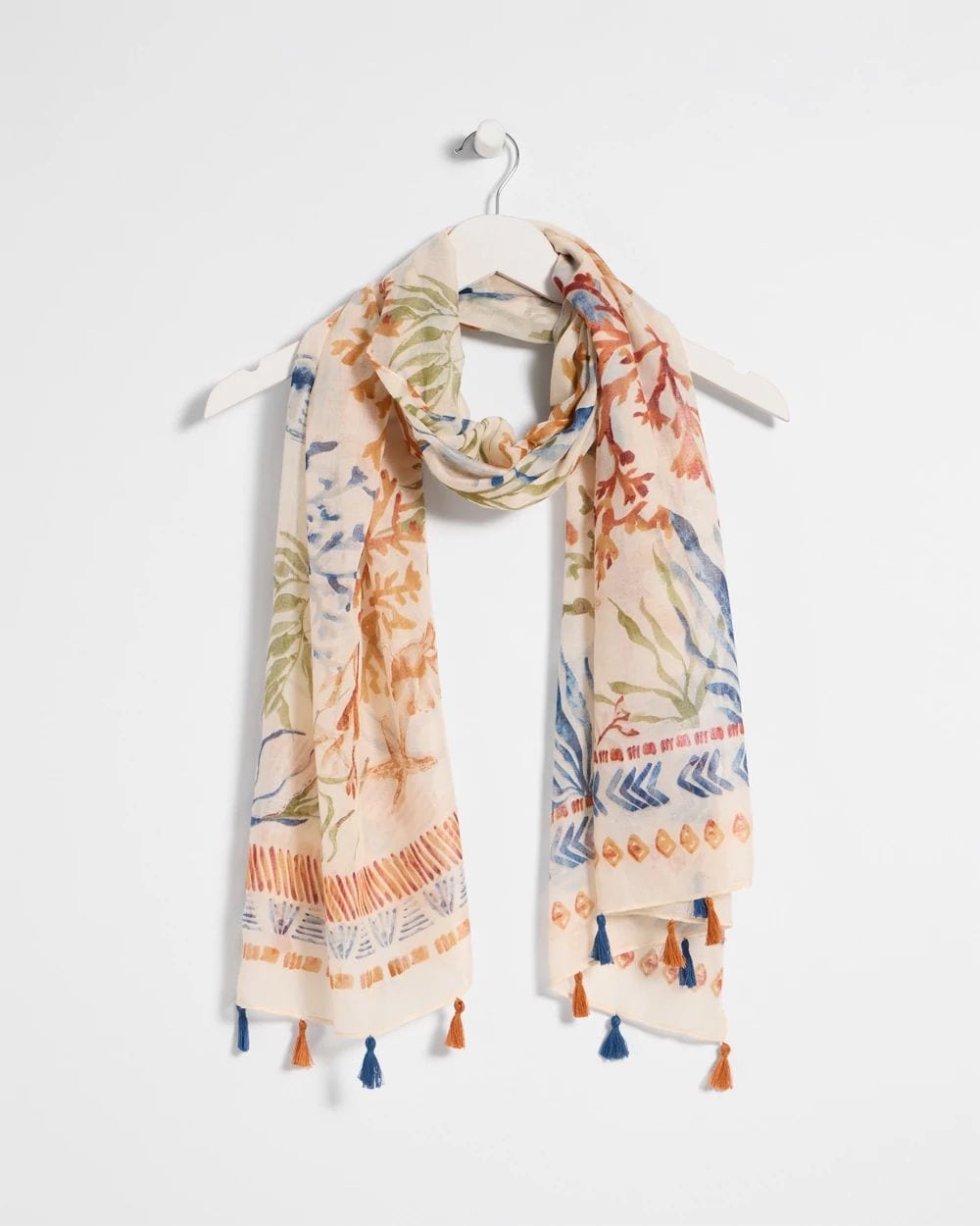 Sea Life Tassel Oblong Scarf
