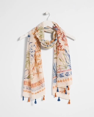 Sea Life Tassel Oblong Scarf