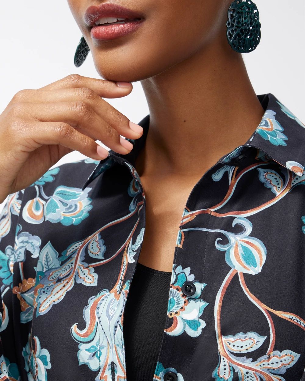 No Iron Stretch Floral Tunic
