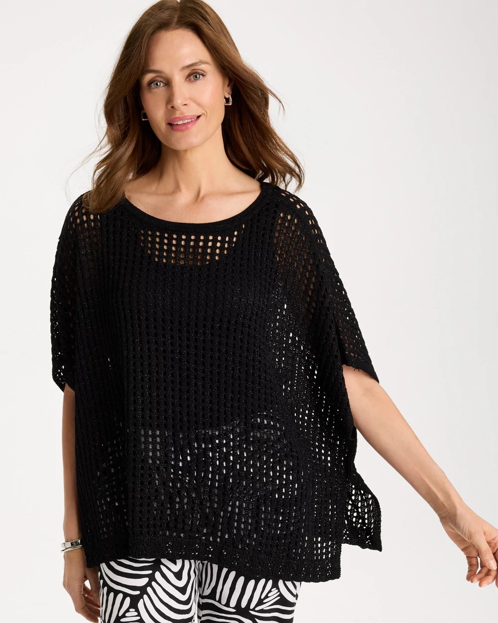 Open-Stitch Sweater Poncho