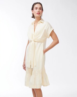 Black Label Poplin Neutral Bow Dress
