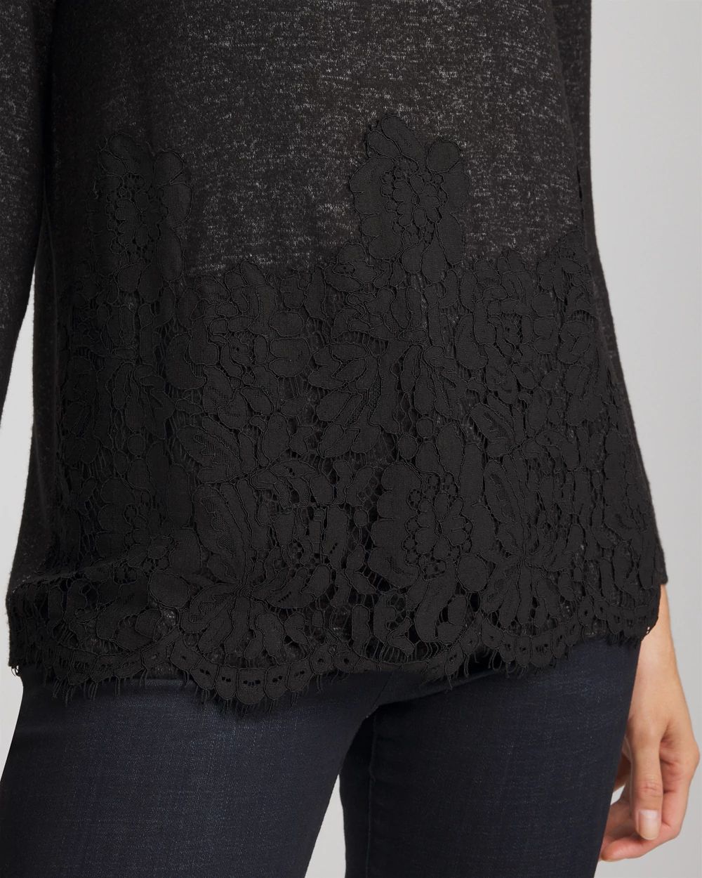 Lace Hem Cowlneck Top click to view larger image.
