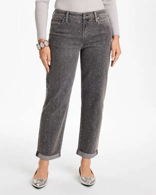 Rhinestone Boyfriend Cropped Jeans click to view larger image.