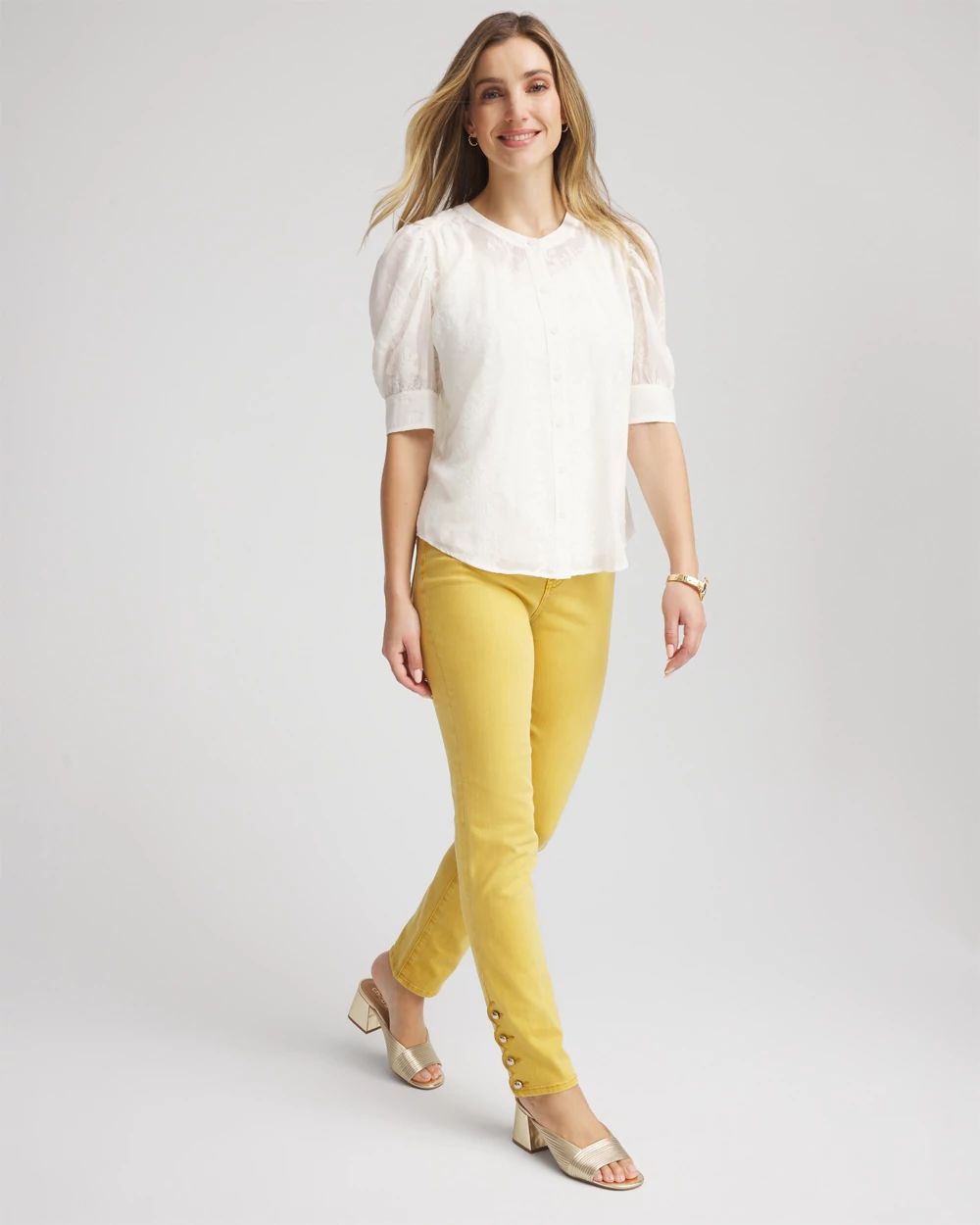 Petite Golden Yellow Girlfriend Skinny Ankle Jeans